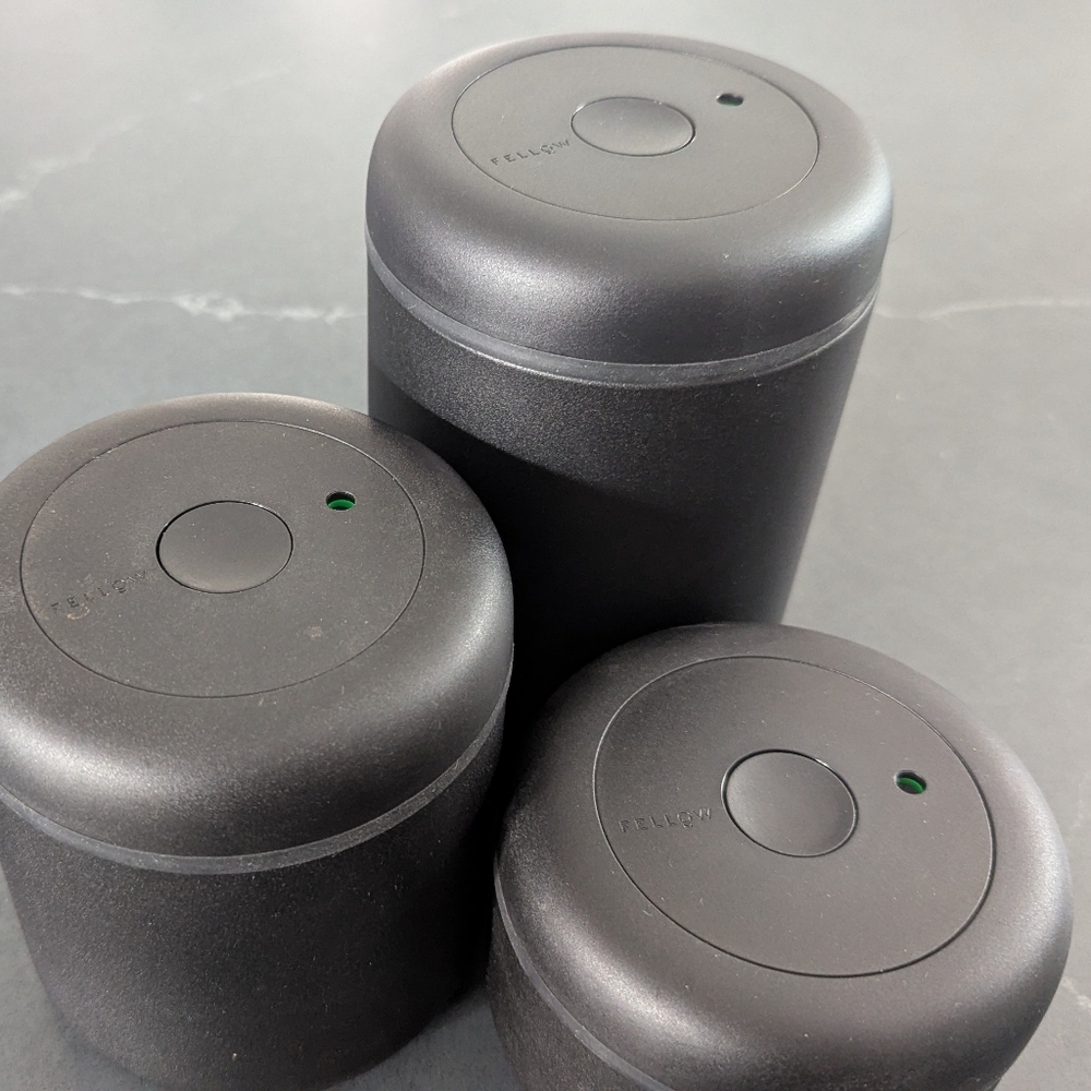 Fellow Atmos Vacuum Coffee Canister Food Storage Set of 3 Black Stainless Steel - Picture 4 of 7